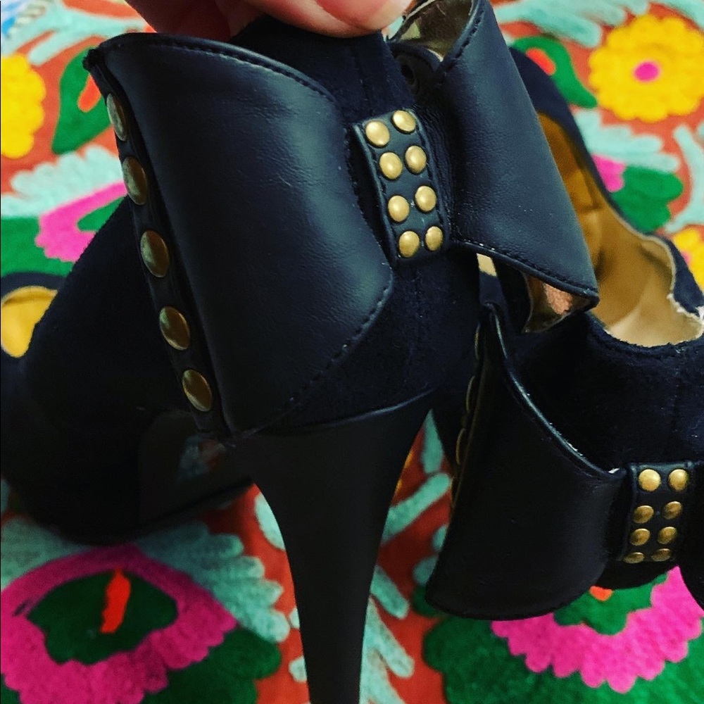 Michael Antonio Studded Bow Platform PUNK velvet HIGH HEELS 10